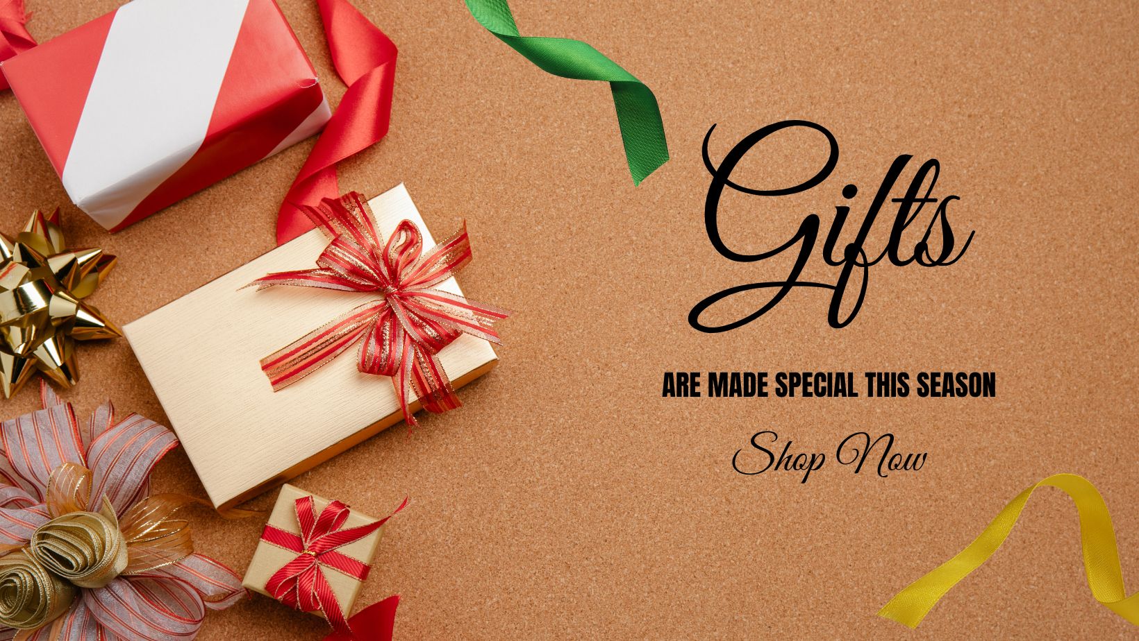 Red and Brown Holiday Gift Shop Promotion Facebook Cover Gift